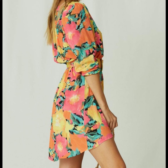Ambrosia Mini Dress W/ Belt in Fire Floral - Picture 2 of 13